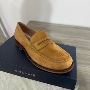 Cole Haan Tan Suede Penny Loafers